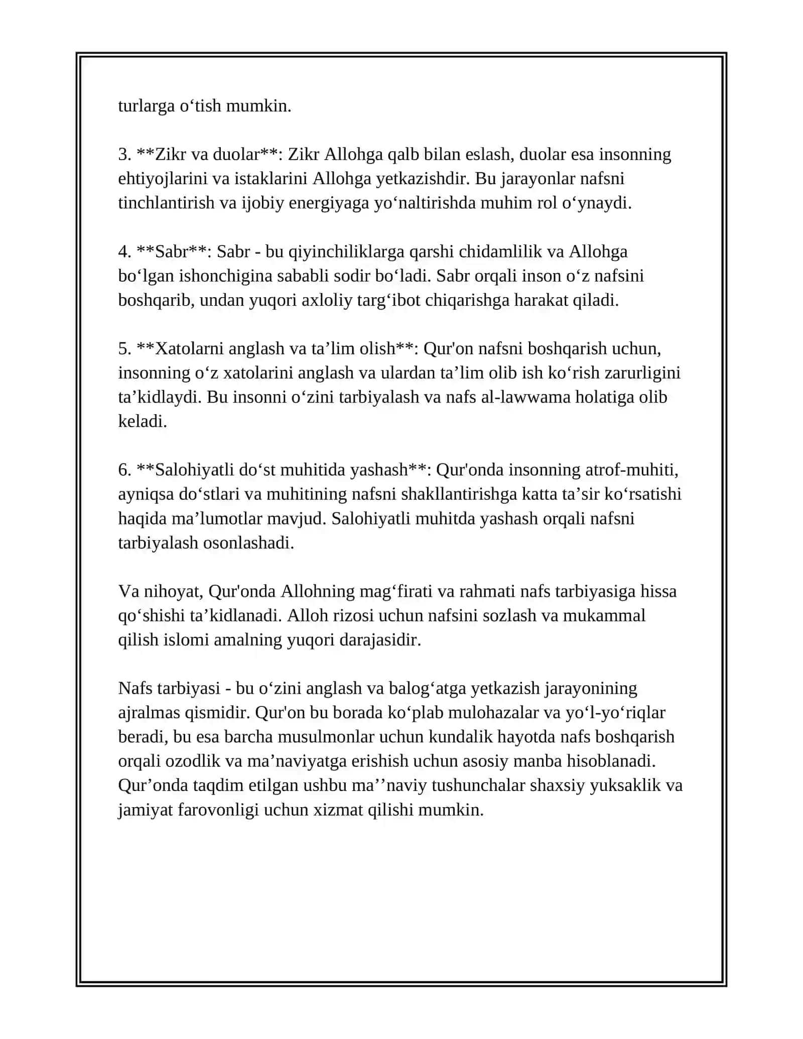 TASAVVUF TA'LIMOTIDA QUR'ONDAGI NAFS TARBIYASI , ZUHUD VA ZOHIDLIKKA OID G'OYALARINING RIVOJLANTIRILISHI 4