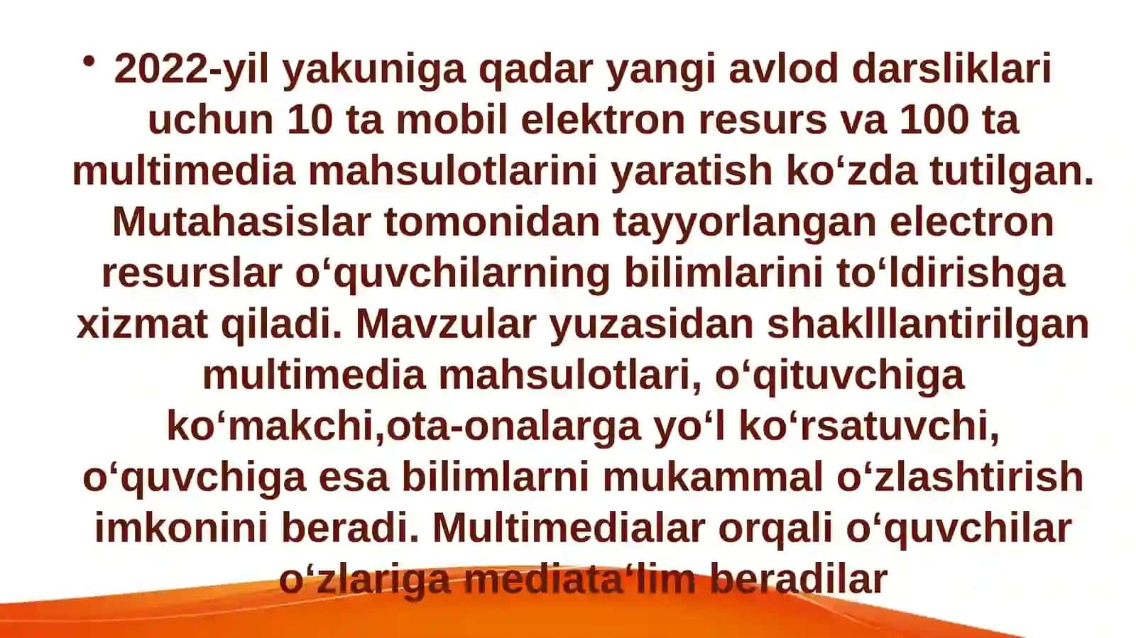 MEDIASAVODXONLIK VA AXBOROT MADANIYATI FANIDAN TAYYORLAGAN TAQDIMOTI 4