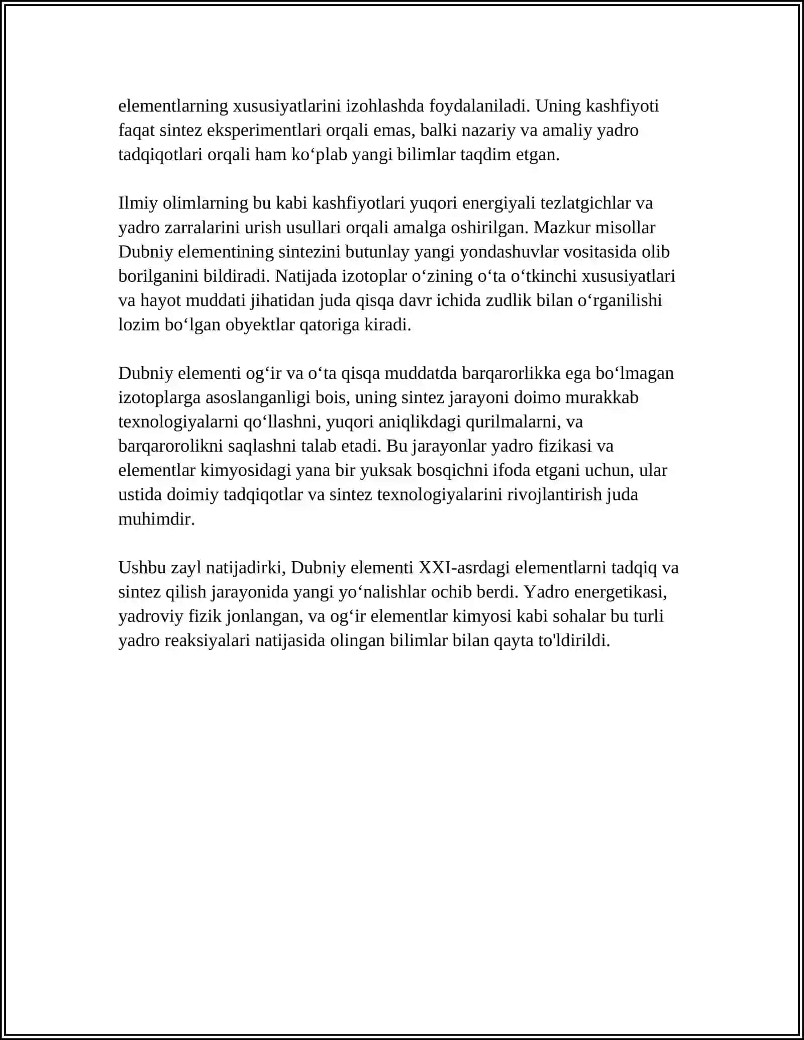 Dubniy Elementining Olinishi va Yadro Reaksiyalari 4