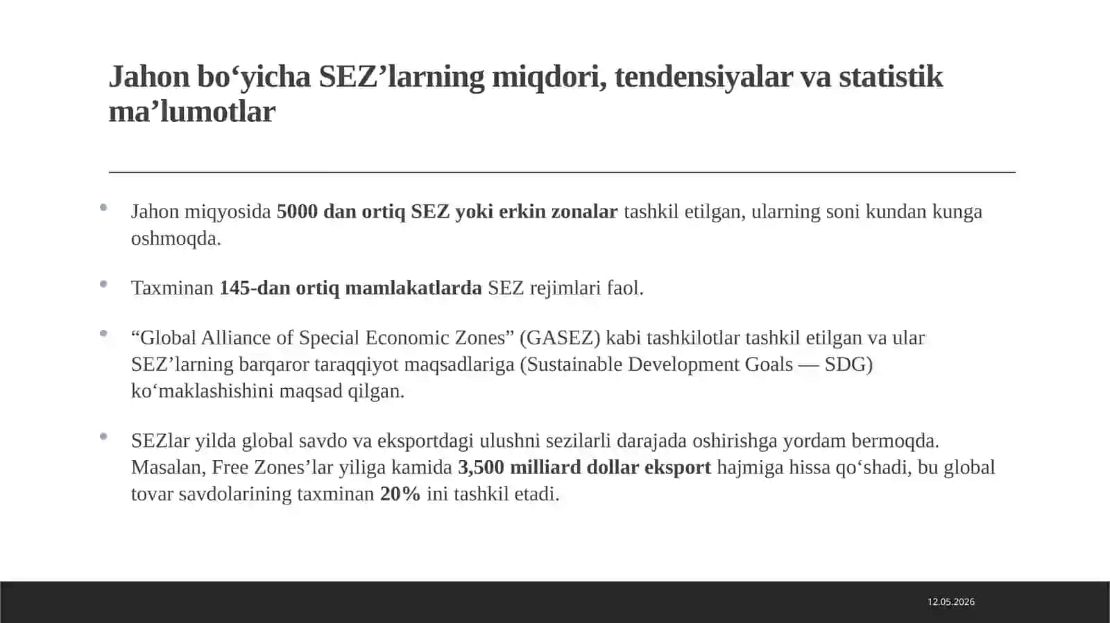 Jahoniqtisodiyotida erkiniqtisodiy hududlarning tutgan o’rni. Xalqaro valyuta-moliya va kredit munosabatlari 4