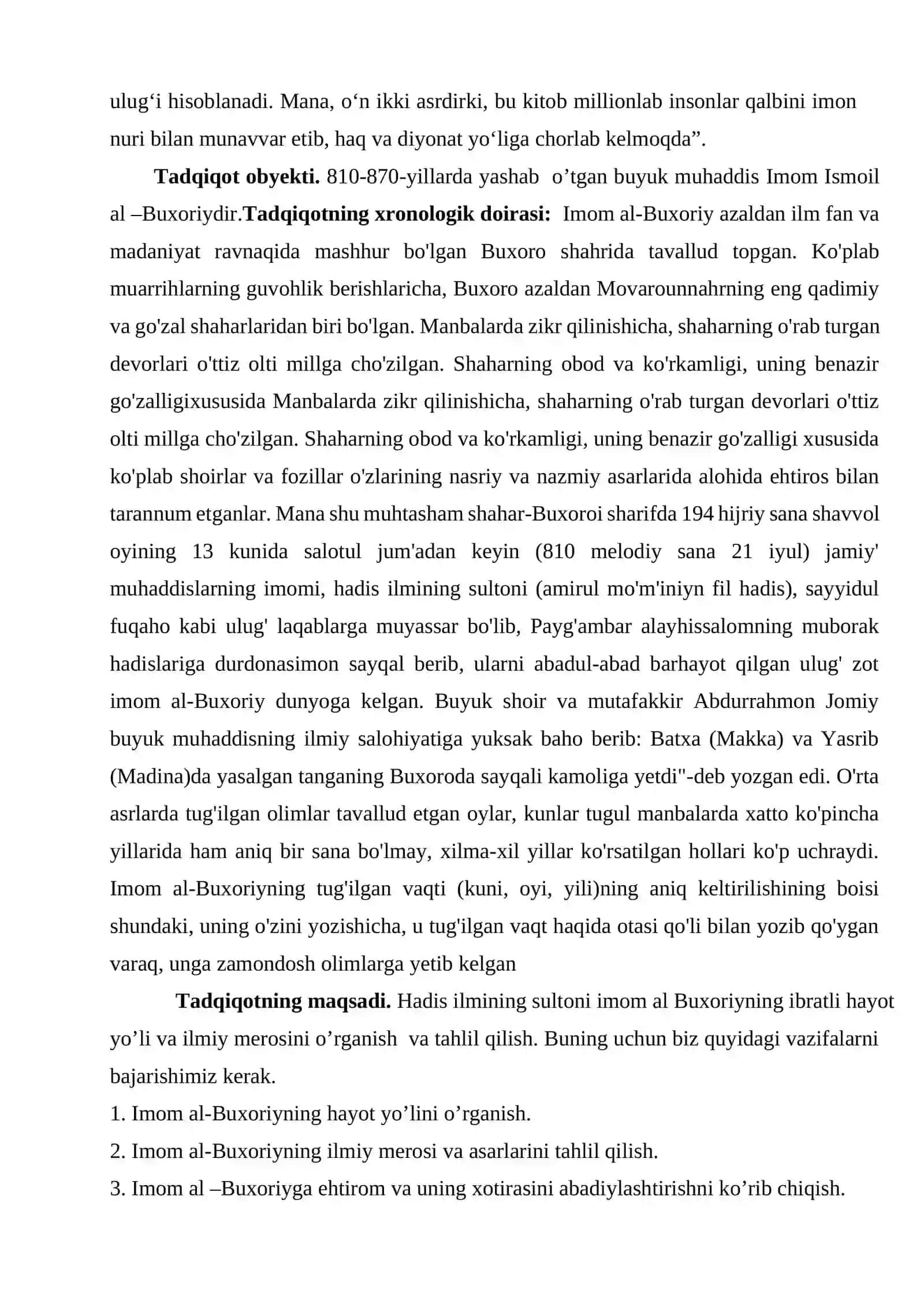 Imom Ismoil al –Buxoriy hadis ilmining sultoni 4
