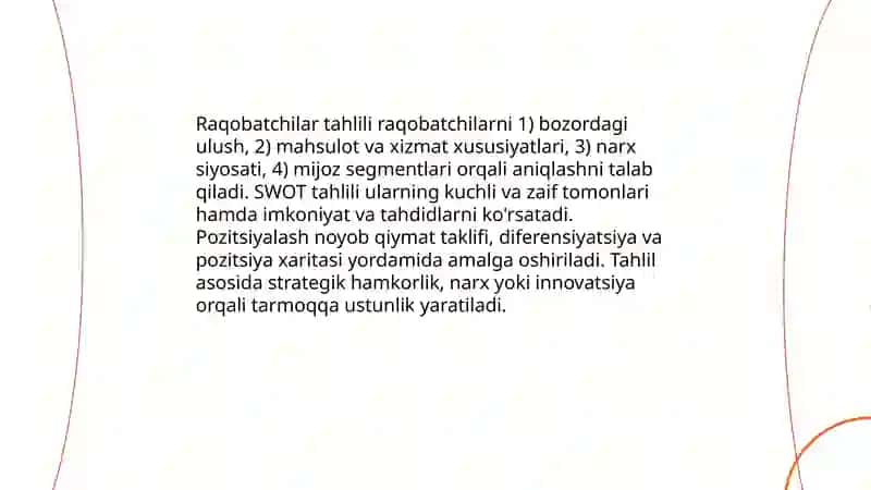 Tarmoqda ustunlikka erishish shartlari 4