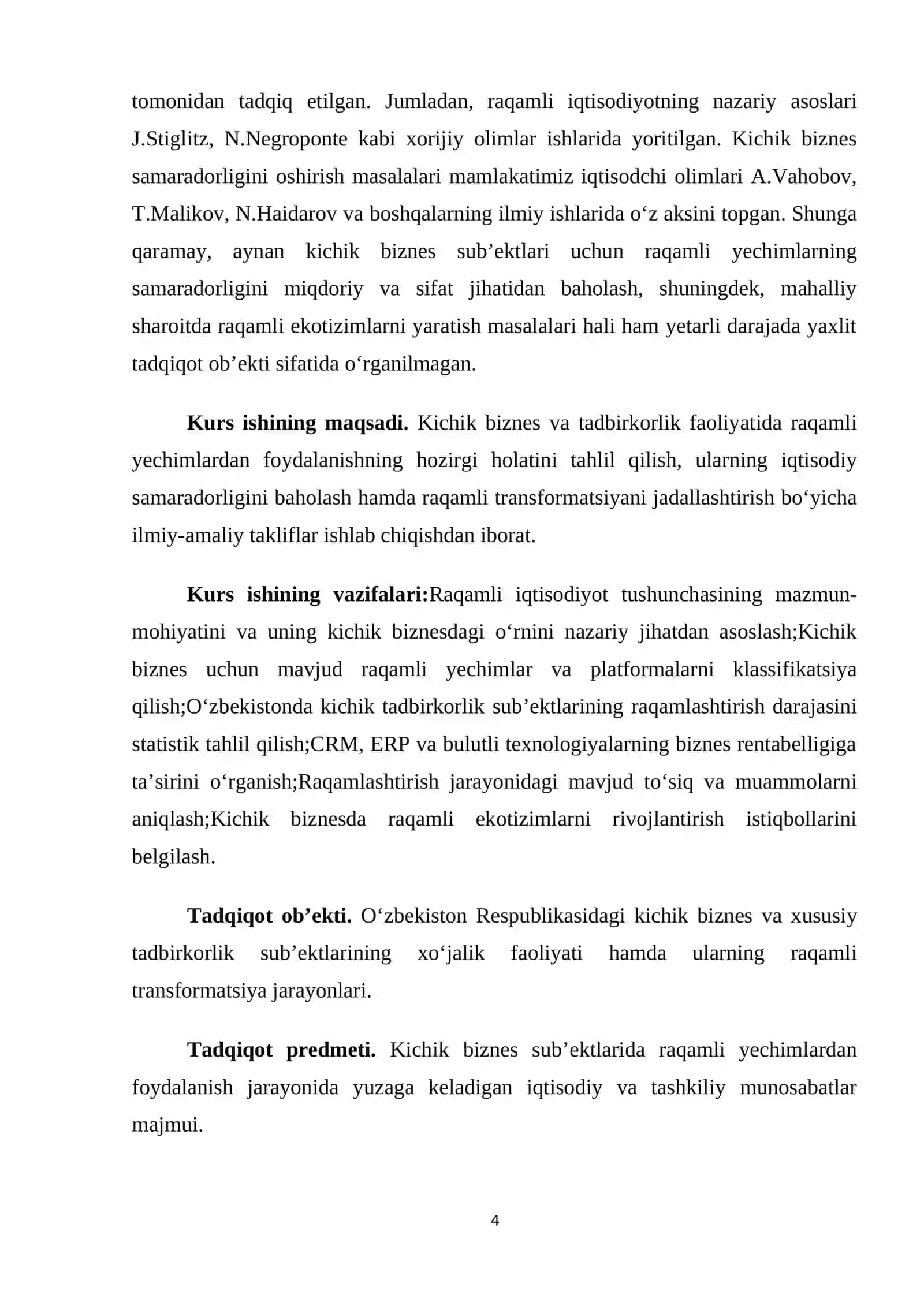 Kichik biznes va tadbirkorlikda raqamli echimlardan foydalanish samaradorligi 4