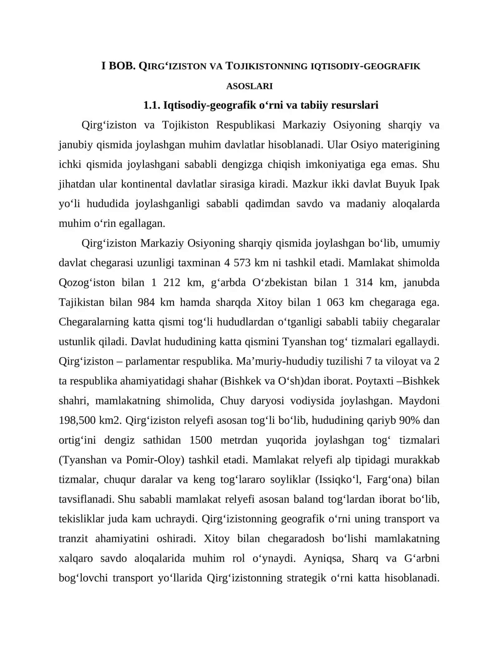 Qirgʻiziston va Tojikiston Respublikalariga iqtisodiy-geografik tavsif 4