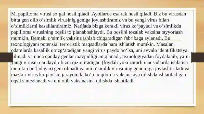 Virusalogiya fanidan mustaqil ta'lim ishi 4