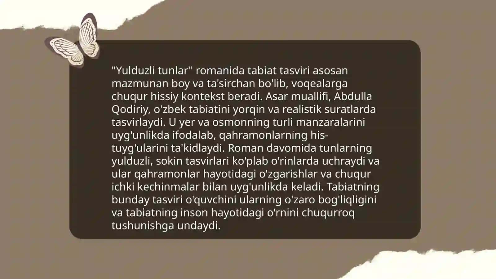 Tabiat tasviri va badiiy asar qahramonlari tuygʻulari ifodasi oʻrtasidagi uygʻunlik 4