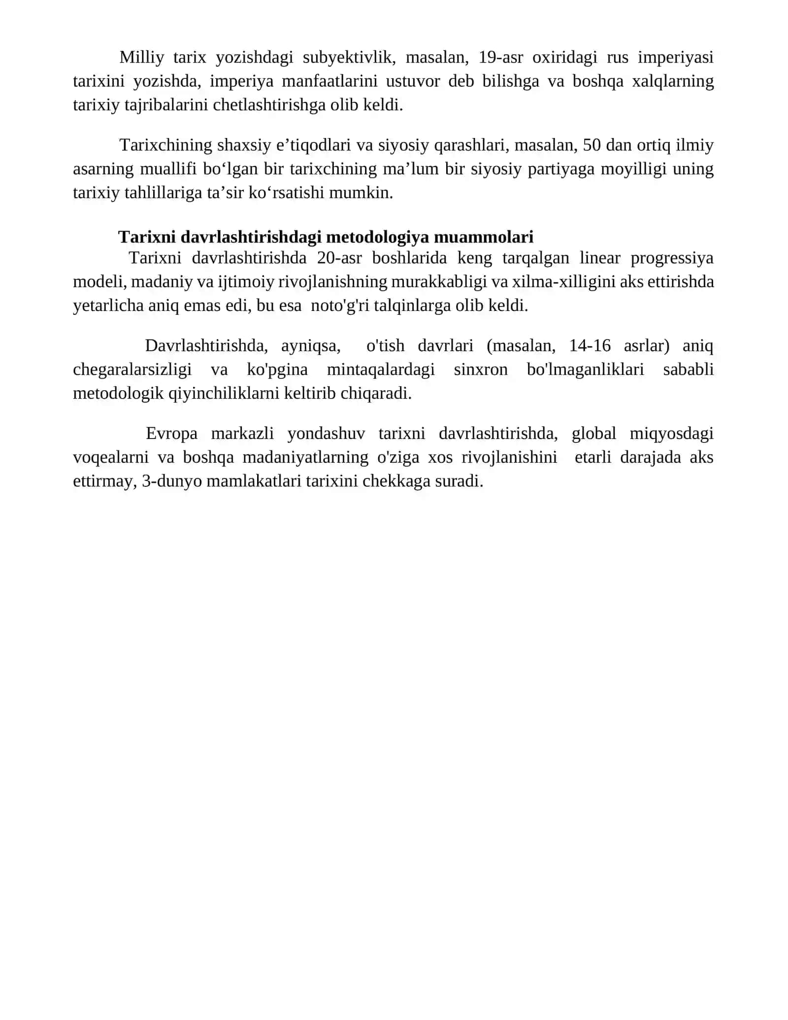Tarixni davrlashtirish masalalari 4