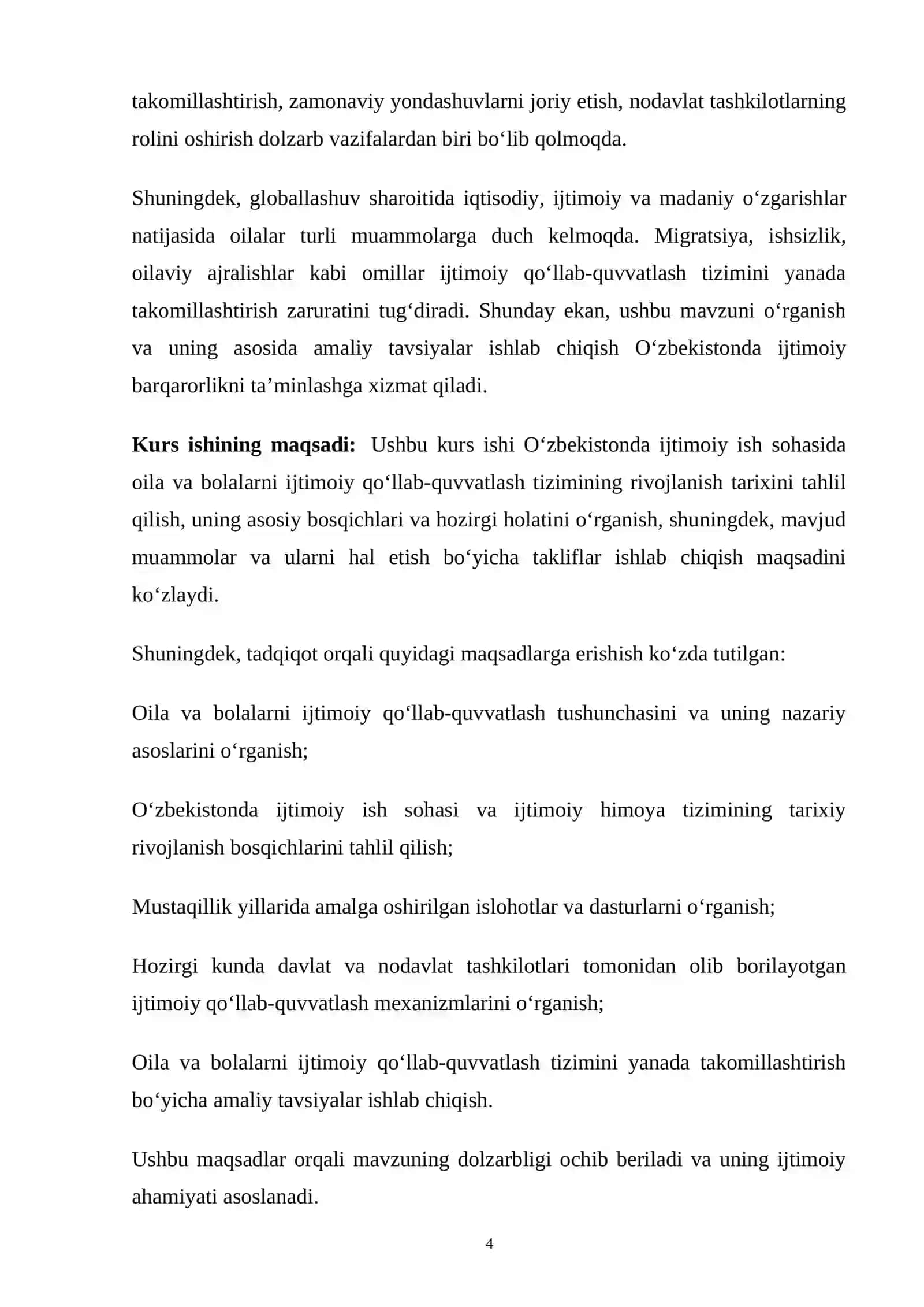 O'zbekistonda ijtimoiy ish sohasida oila va bolalarni ijtimoiy qo'llab-quvvatlash amaliyotining rivojlanish tarixi 4