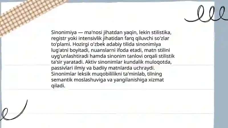 HOZIRGI O‘ZBEK ADABIY TILIDA LEKSIK-SEMANTIK MUNOSABATLAR 4