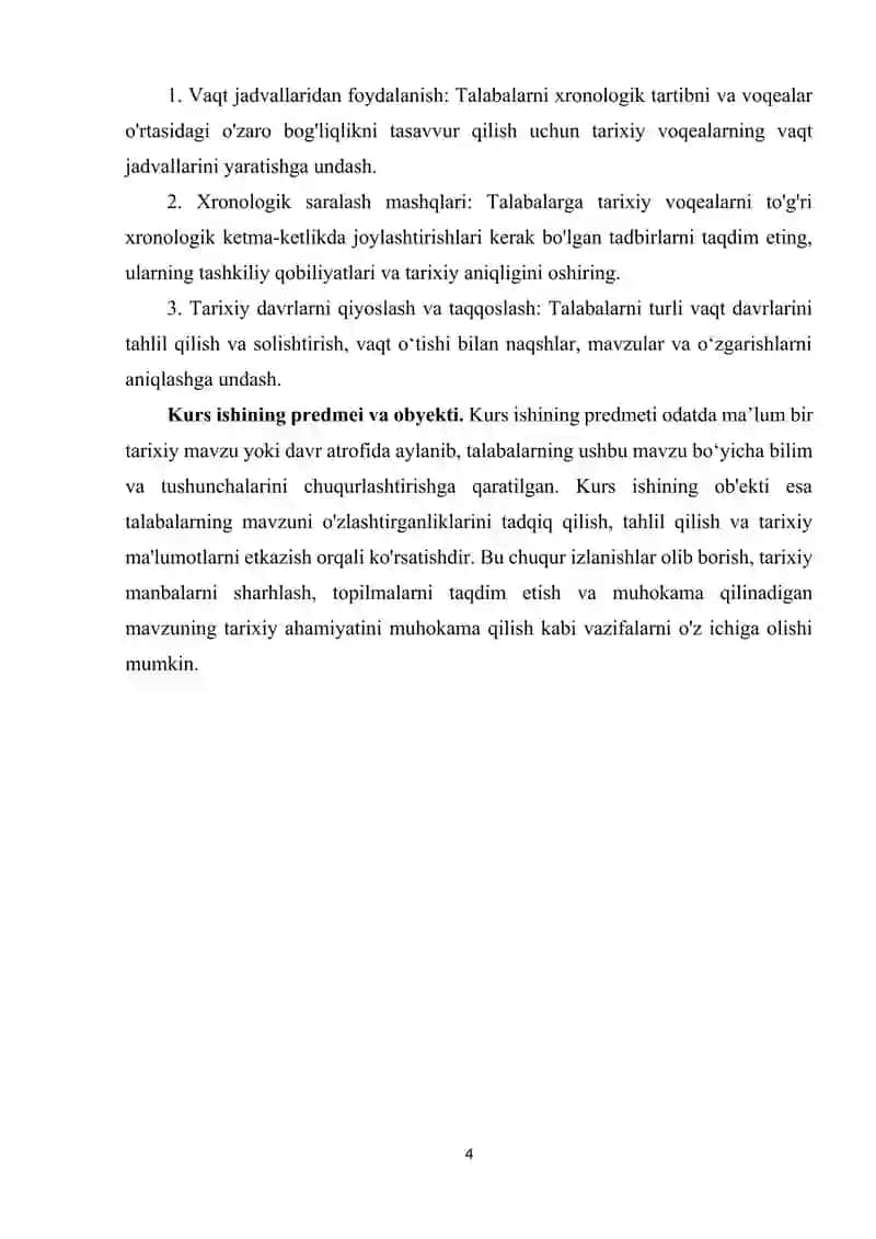 Tarix darslarida xronologik ko'nikmalarni shakllantirish usullari 4