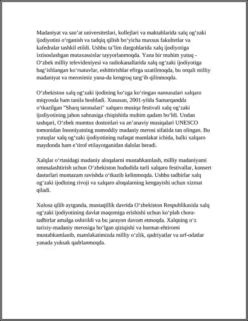 MUSTAQILLIK SHAROFATIDA XALQ OGʻZAKI IJODINING DAVLAT MAQOMIGA ERISHUVI 4