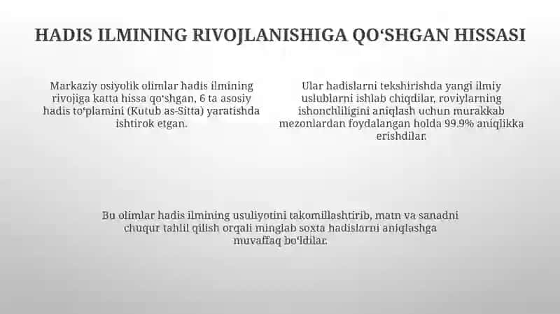 Markaziy Osiyolik buyuk hadisshunos olimlar va ularning madaniyatga qoʻshgan xissasi 4