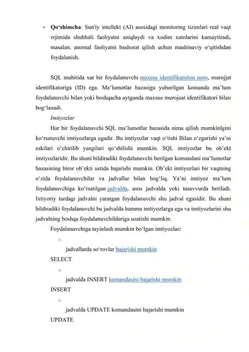Ma'lumotlar bazasini administratorlash va xavfsizligini ta'minlash 4