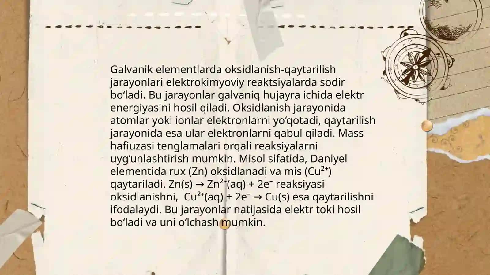 Galvanik elementdagi o'ksidlanish -qaytarilish jarayoni 4