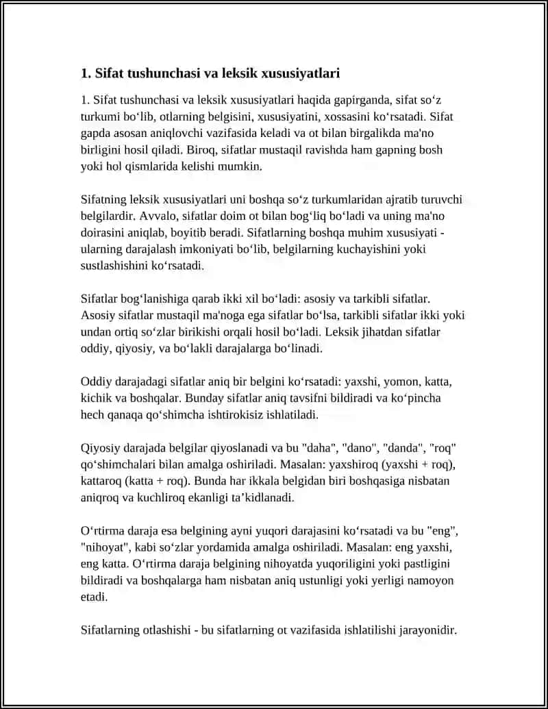 Sifat.Sifatning leksik grammatik xususiyatlari 4