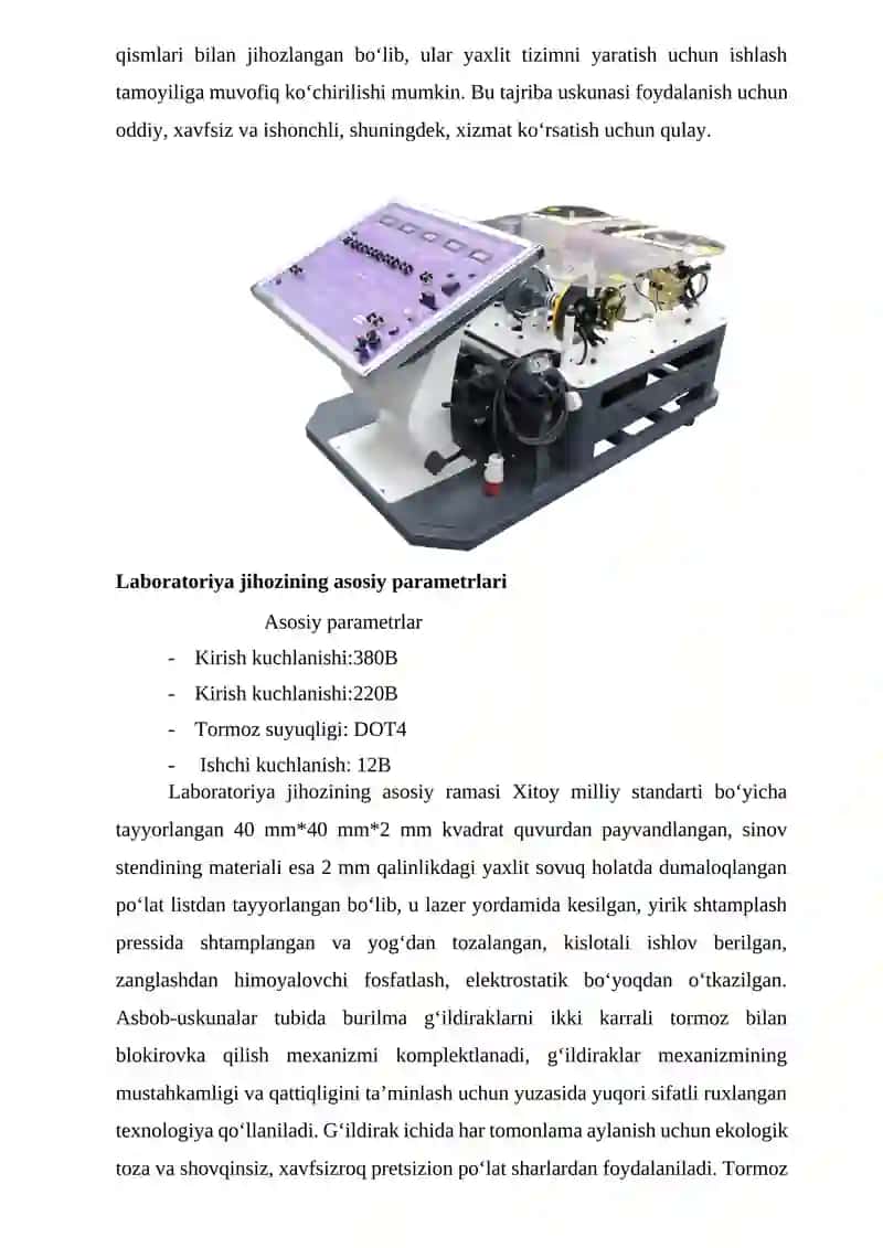 Transport vositalari tormozlash xususiyatlarini diagnostikalash 4