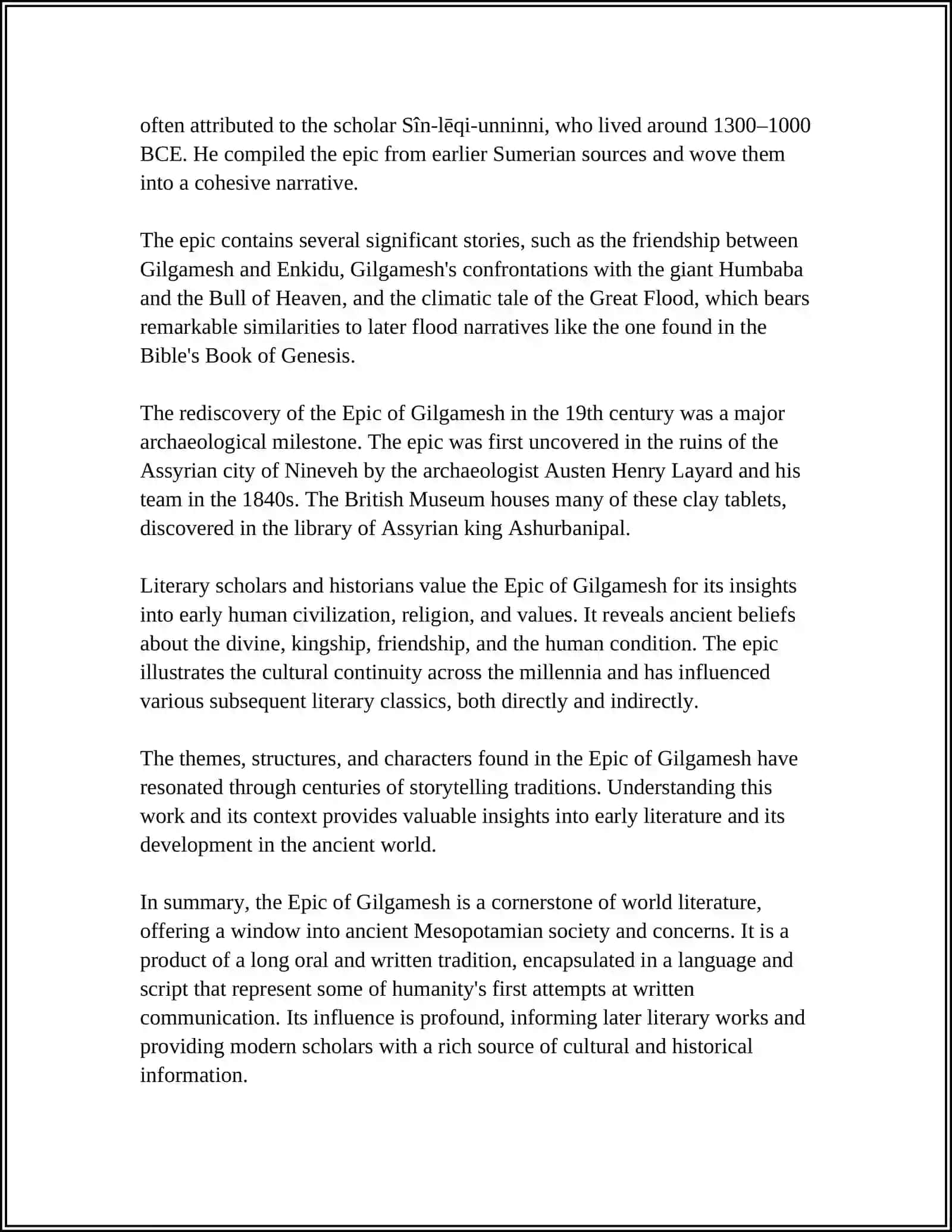 The Epic of Gilgamesh and Early Literature 4