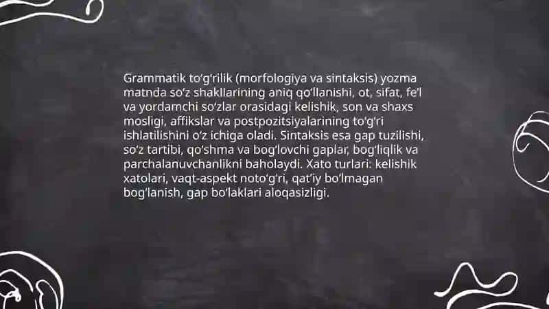 Yozma matnning toʻgʻrilik, aniqlik, mantiqiylik sifati 4
