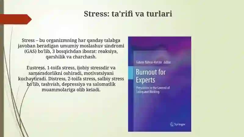 Tibbiyot xodimlarida emotsional holatlarning xosligi: stress va uning bosqichlari bartaraf etish 4