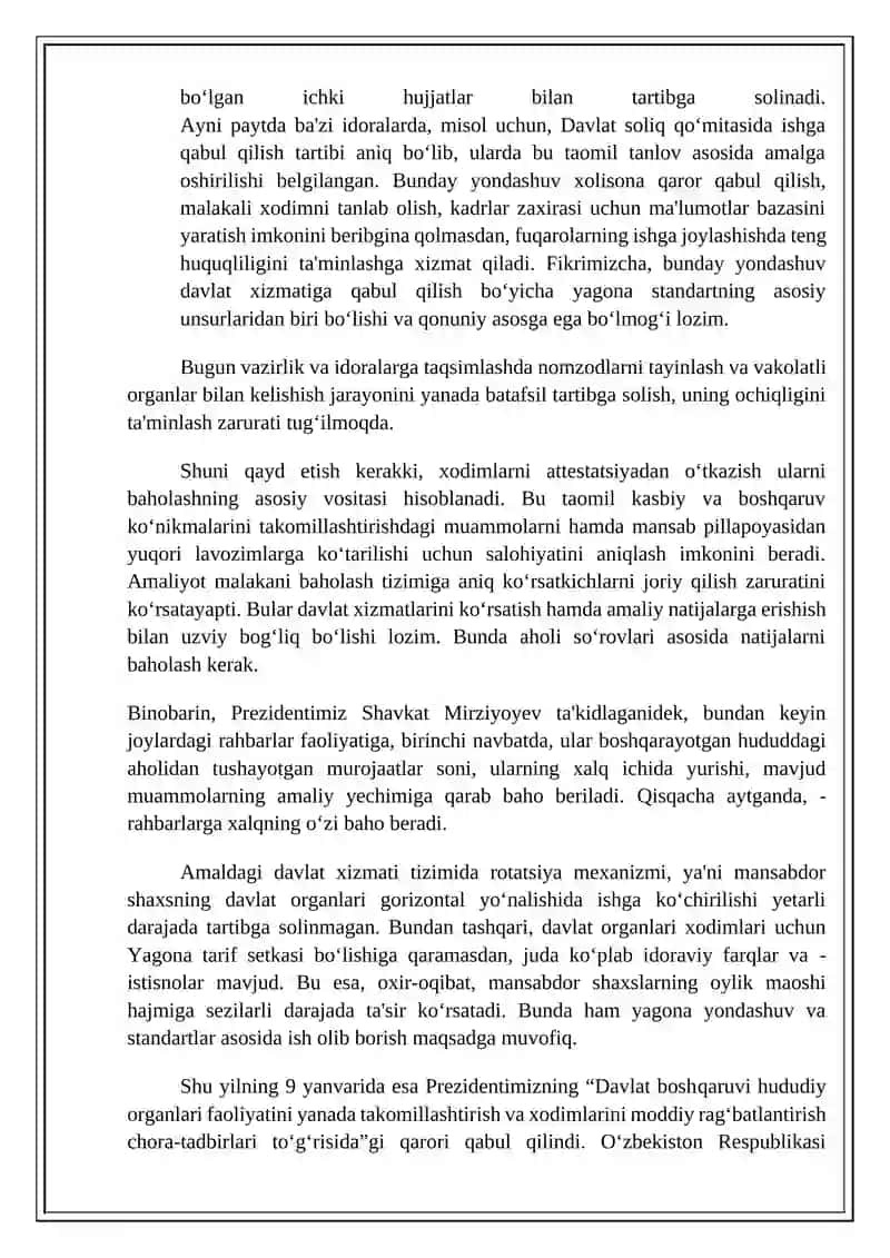 MUSTAQILLIK YILLARIDA DAVLAT BOSHQARUVI TIZIMIDA AMALGA OSHIRILGAN ISLOHOTLAR 4
