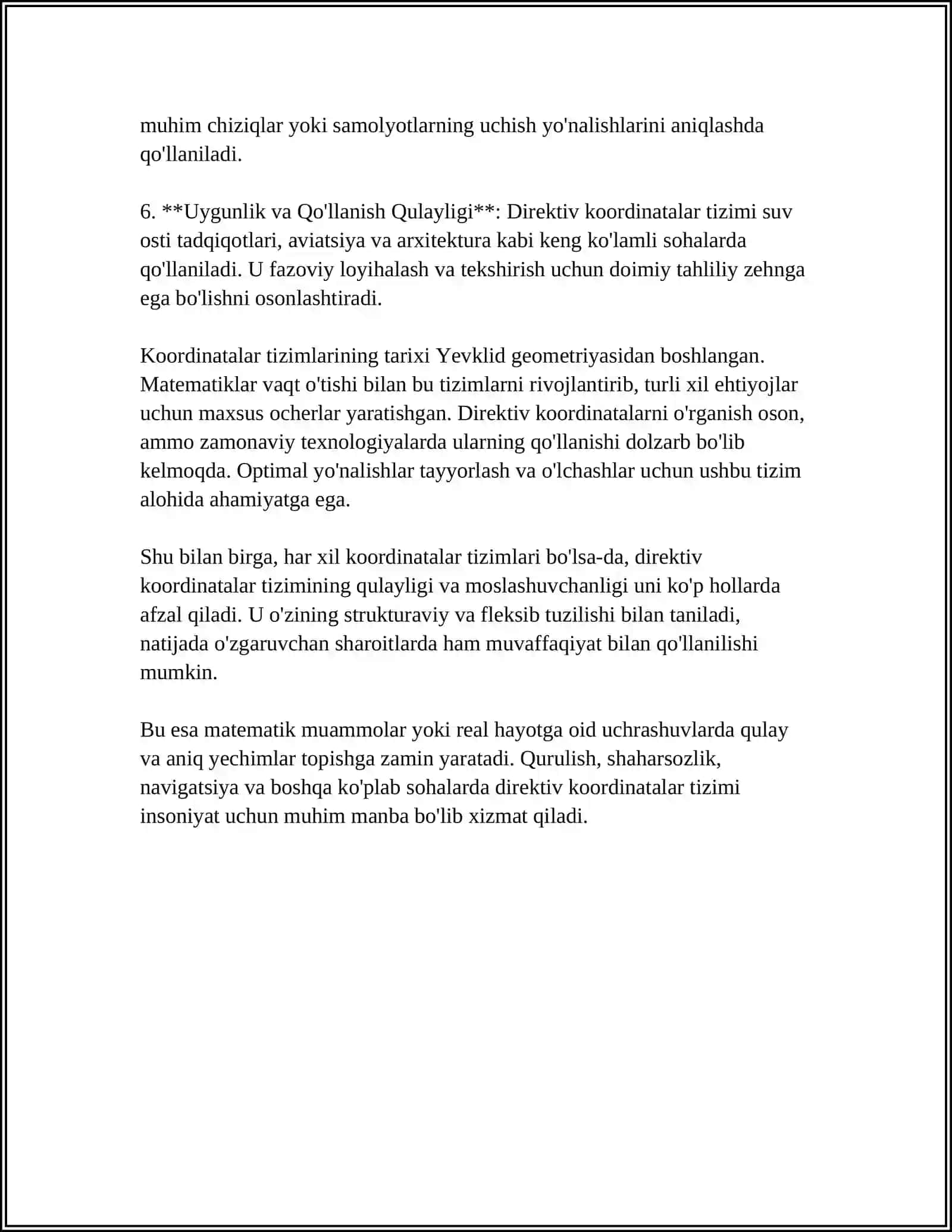 DIREKT VA QUTUB KORDINATALARI ORASIDAGI BOG'LANISH KORDINATALARINI ALMASHTIRISH. SILINDIRIK KORDINATALARI 4