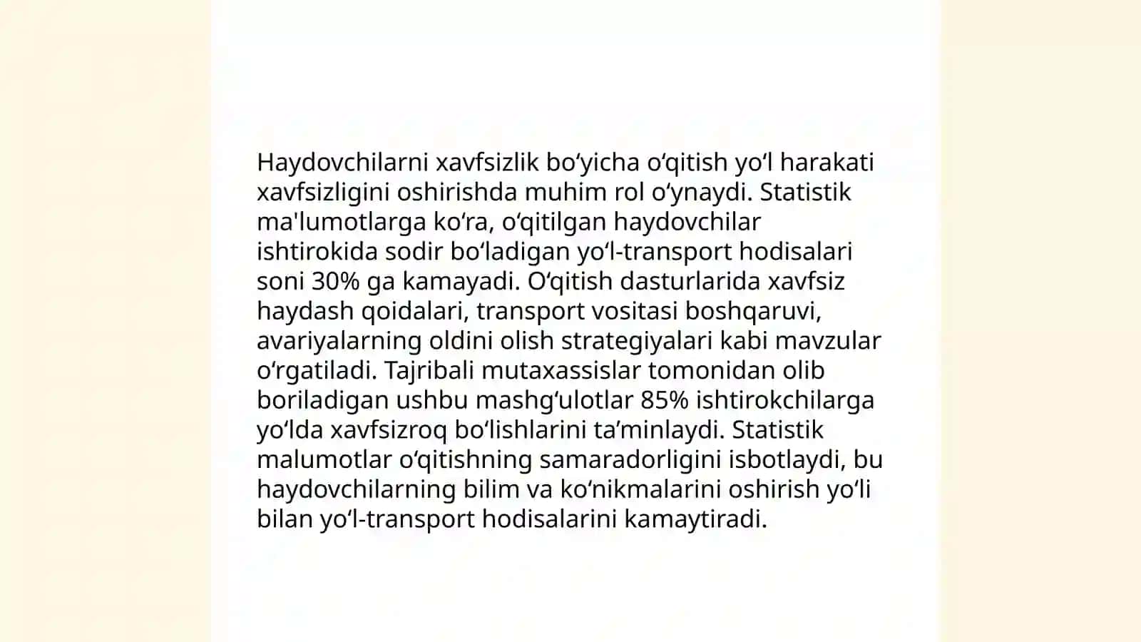 Taransport xizmatlarini amalga oshirishda xavfsizlikni ta'minlash 4