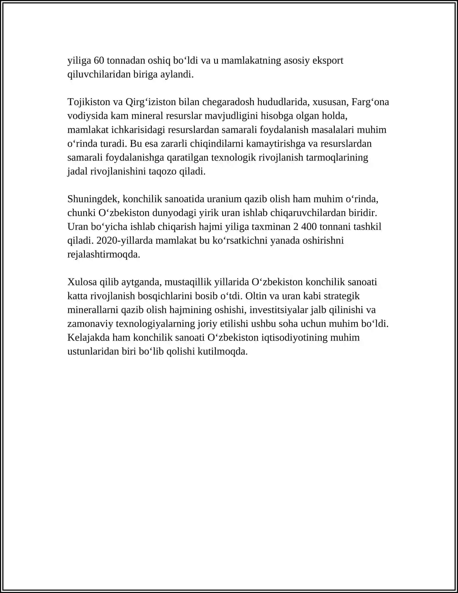 MUSTAQILLIK YILLARIDA KONCHILIK VA METALLURGIYA SANOATINING RIVOJLANISHI 4