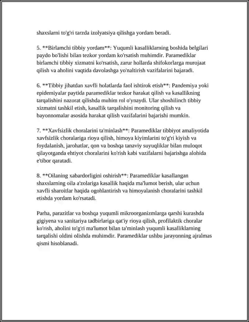 Yuqumli kasalliklarni oldini olish va unda paramedikni ro'li 4