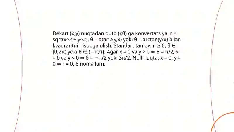 Dekart va Qutb Koordinatalari 4
