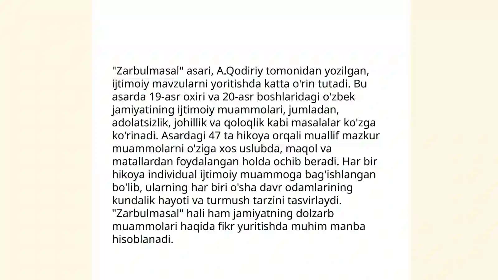 "Gulxaniy Zarbulmasal" asarida maqollar tavsifi 4