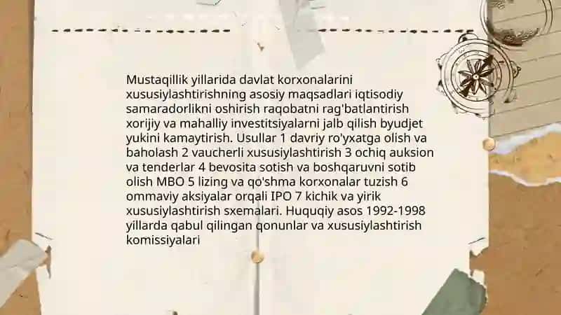 O'zbekistonning eng yangi tarixi fanidan mustaqil ish 4