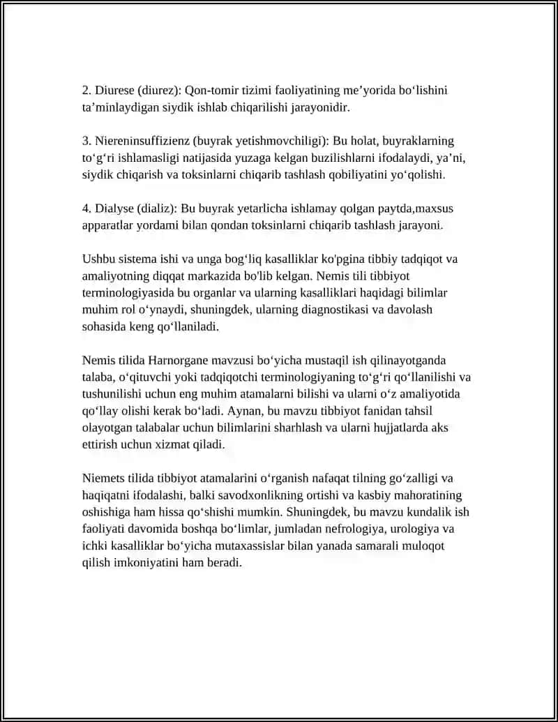 Nemis Tilida Harnorgane Mavzusida Mustaqil Ish 4