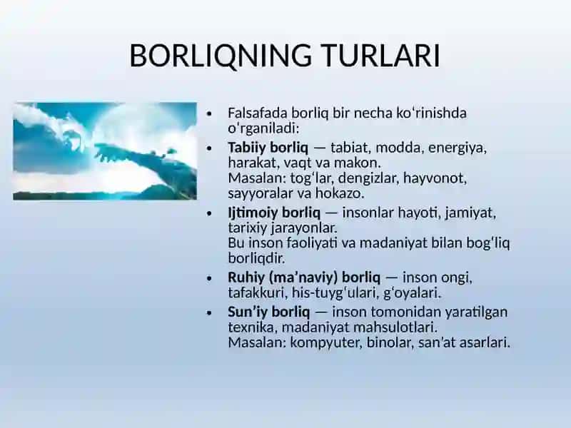 Borliq (Ontologiya) Falsafasi 4