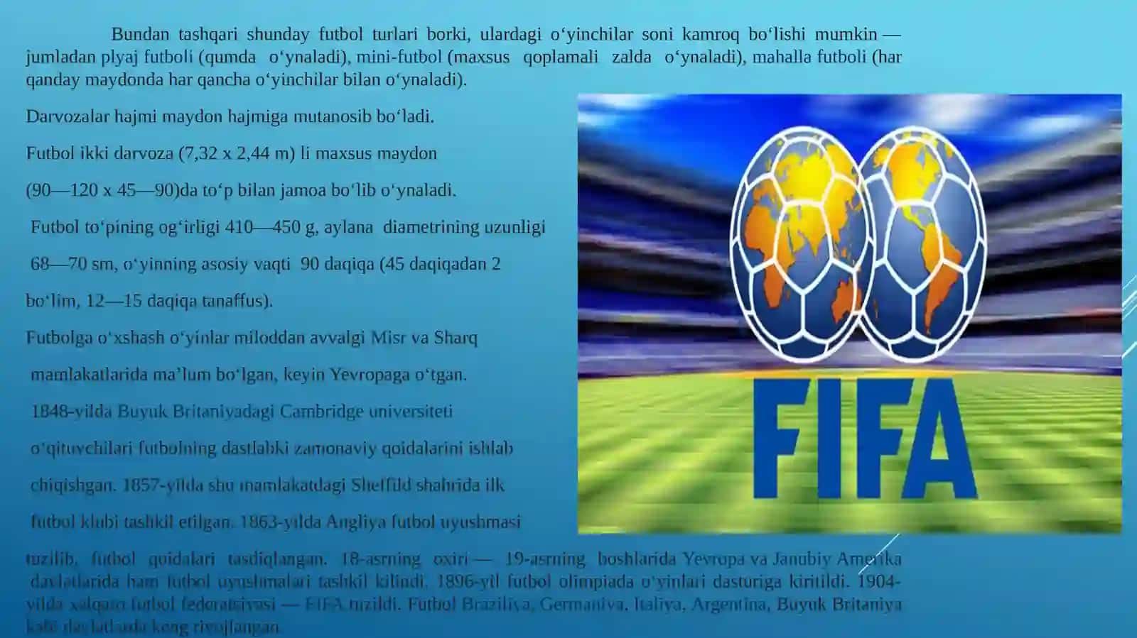 Qurilishda axborot texnologiyalari fanidan Futbol mavzusida 4