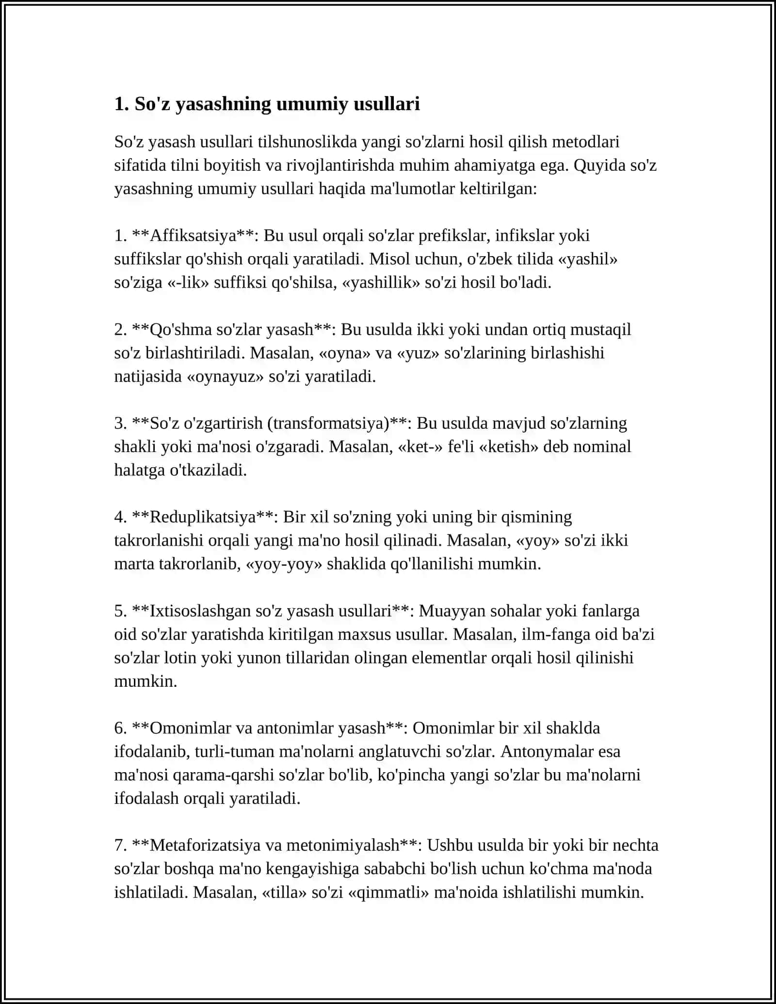 TURLI TIZIMLI TILLARDA SOʼZ YASASH USULLARINING UMUMIY VA FARQLI JIHATLARI 4