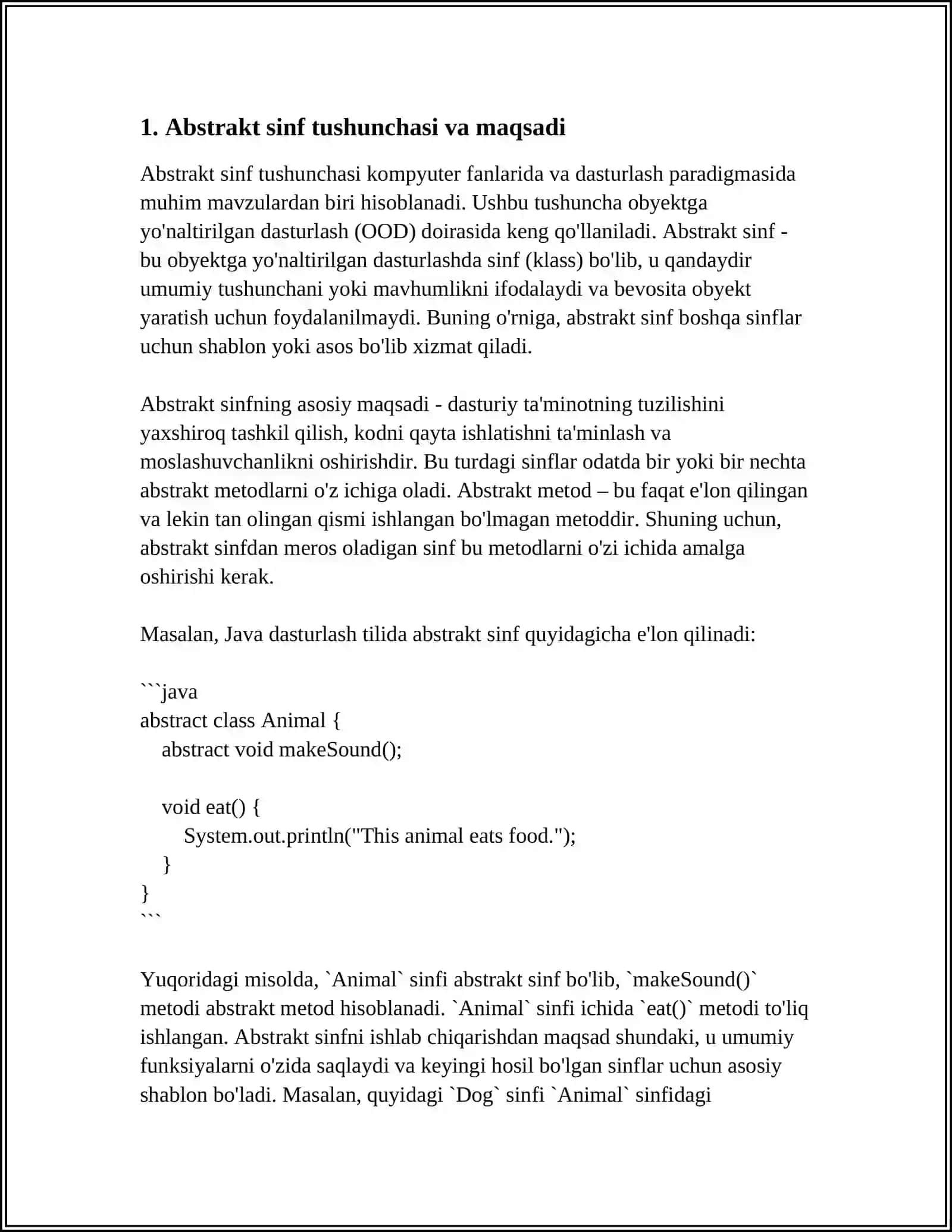 ABSTRAKT SINFLAR TASHKIL ETISH VA ULARDAN FOYDALANISH USULLARI 4