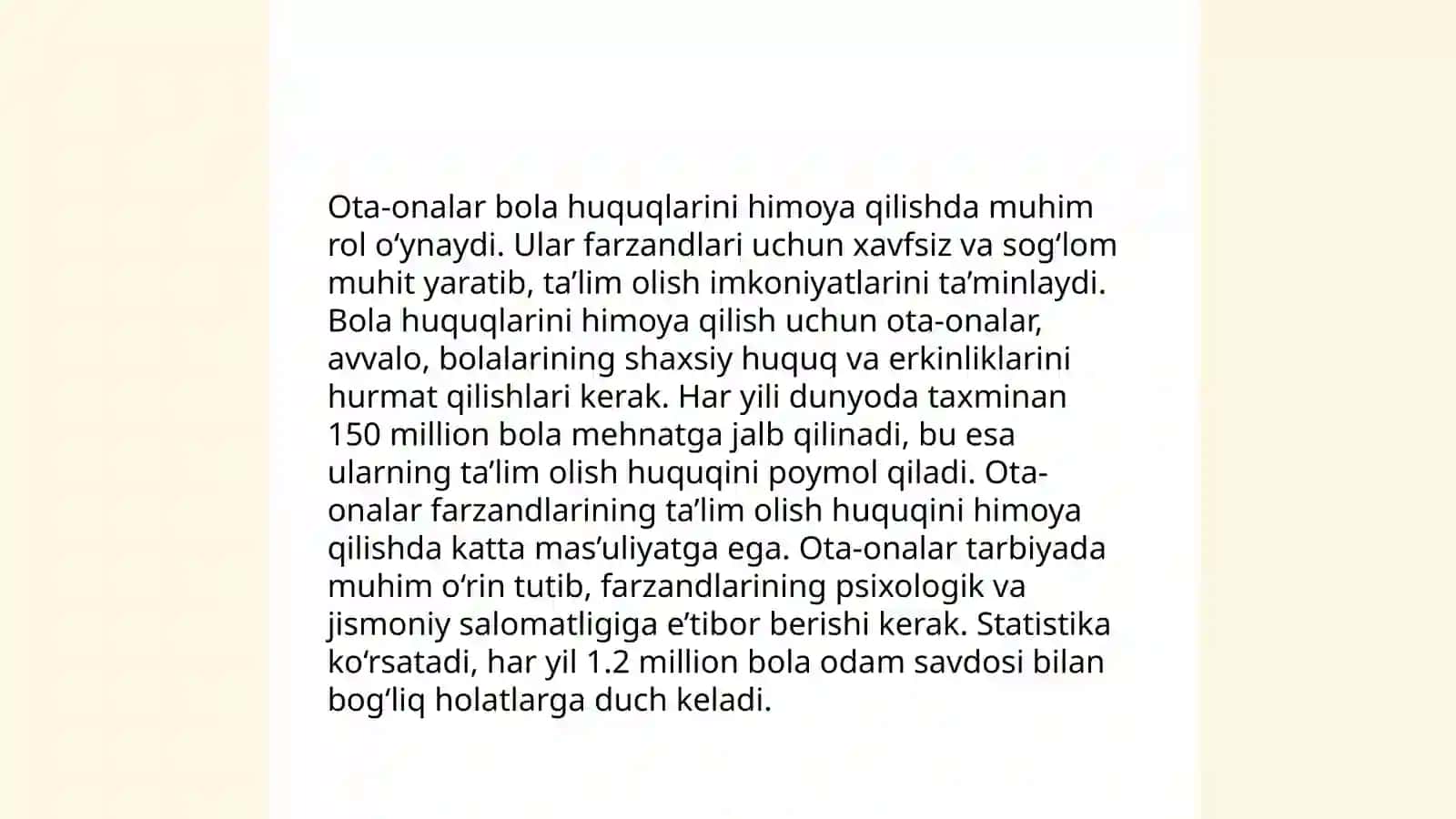 Maktabgacha talim tashkilotlarida "Bola huquqlari to'g'risidagi "BMT Konvensiyasidan foydalanish 4