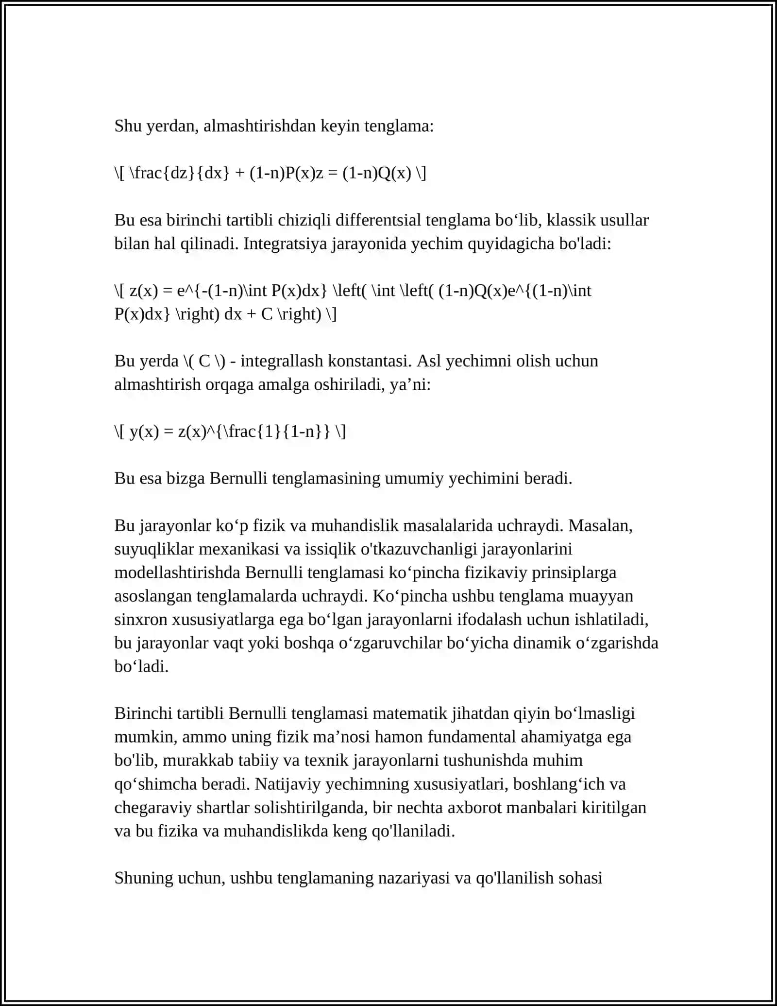 BERNULLI TENGLAMASI 4