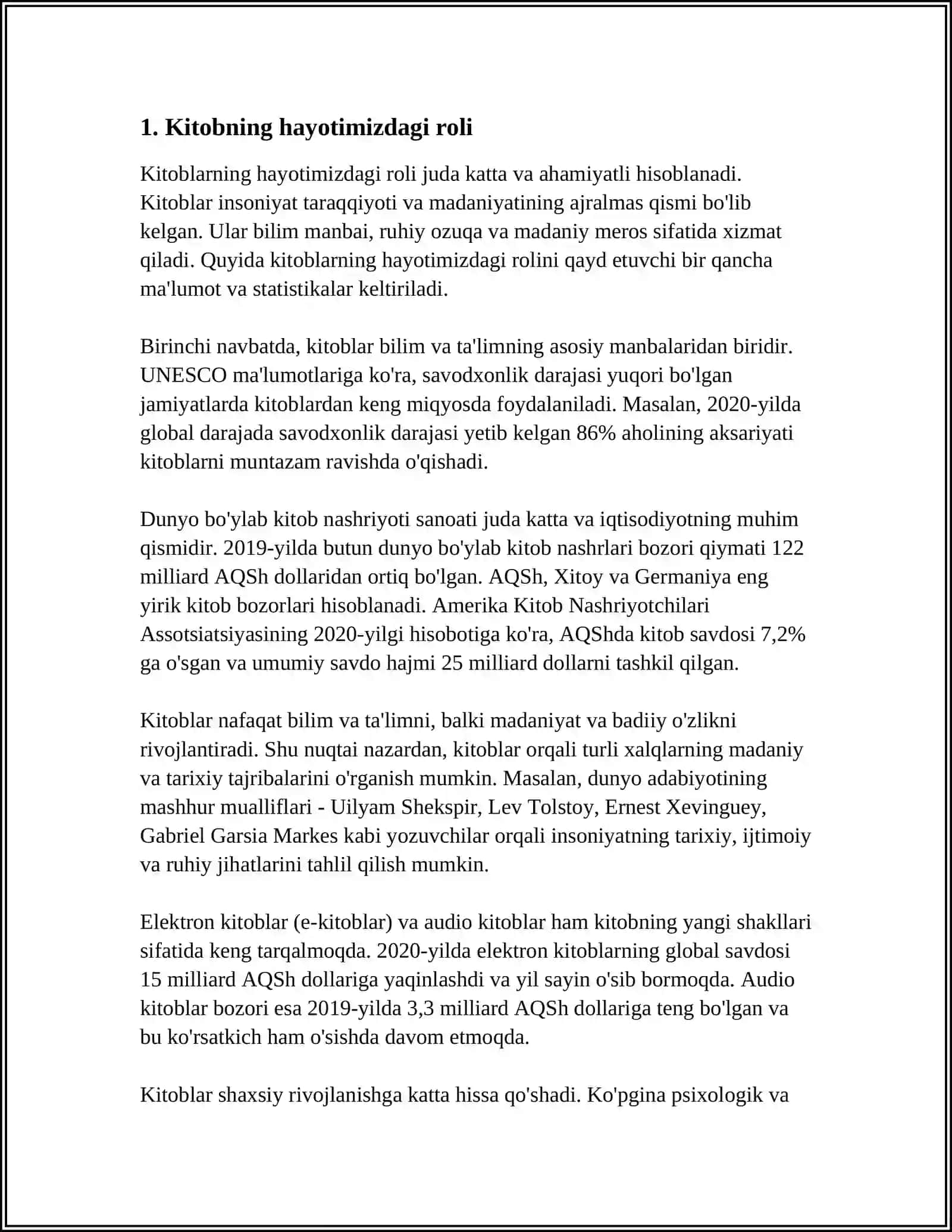 "KITOB – INSON TAFAKKURINING QANOTI" MAVZUSIDA MATN YARATISH 4
