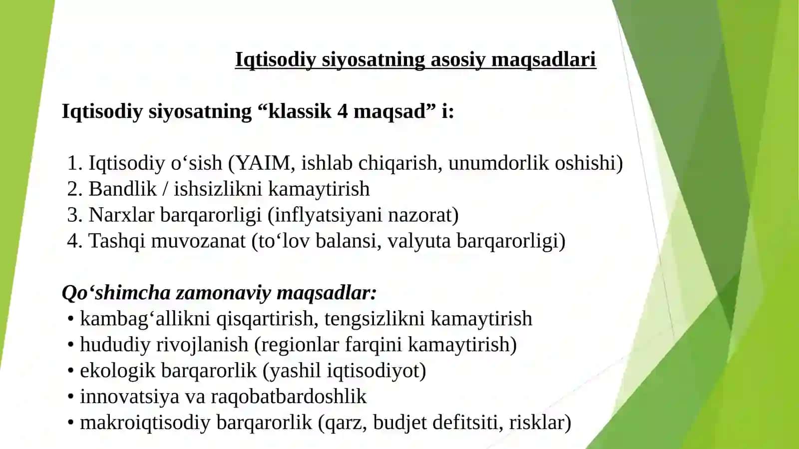 Iqtisodiy siyosatga kirish 4