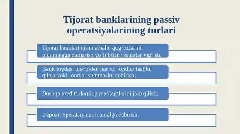 Tijorat banklarining passivlarini barqarorligini takomillashtirish yo’llari 4