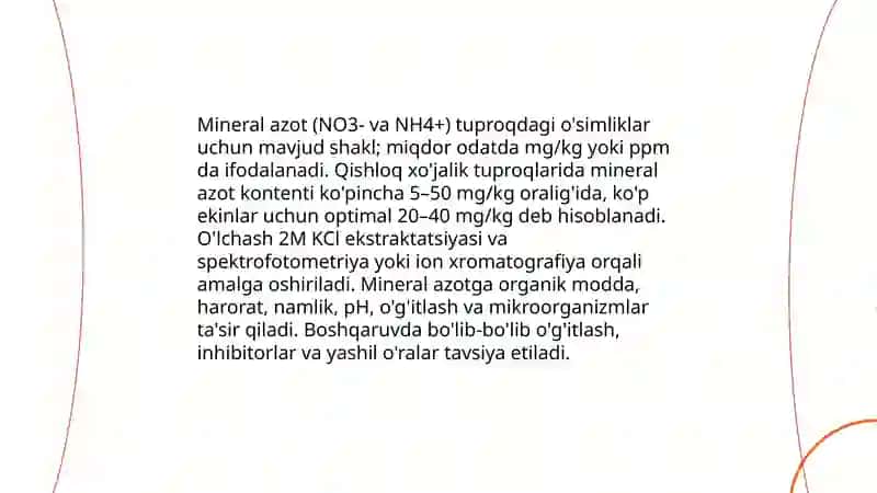 Tuproq unumdorligini tavsiflovchi asosiy korsatkichlar 4