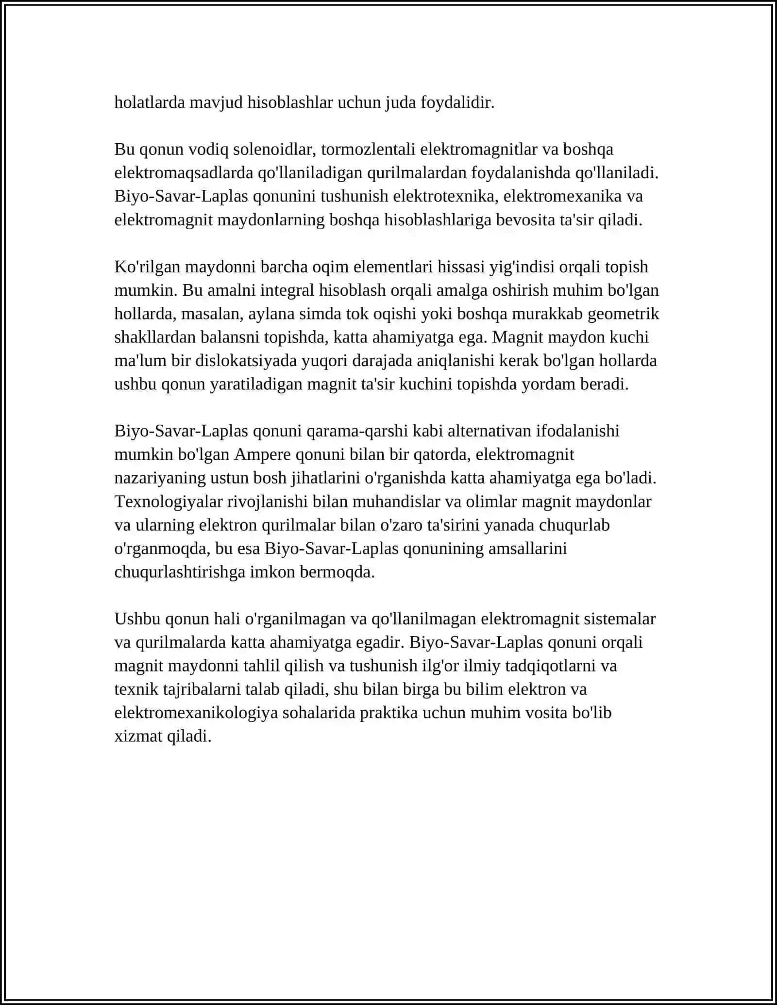 BIO-SAVAR-LAPLAS QONUNI.HARAKATLANUVCHI ZARYADNING MAGNIT MAYDONI 4