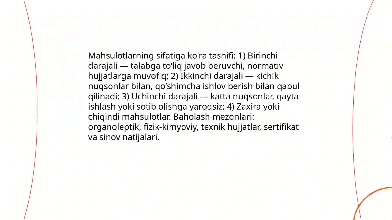 Tayyor mahsulotlarni turkumlanishi va baholanishi 4