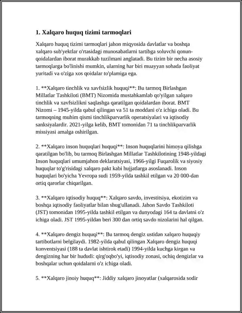 Xalqaro Huquq Tizimi Tarmoqlari 4
