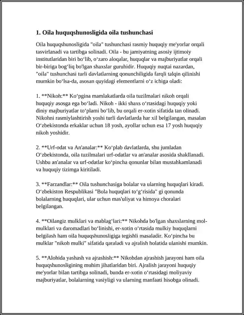 ISLOM HUQUQSHUNOSLIGIDA OILA,NIKOH,TALOQ,IDDA,ZIHOR TUSHUNCHALARINI TAʼRIFLASH VA TAQDIMOT TAYYORLASH HAMDA "JAMIYAT HAYOTIDA DUNYOVIYLIK VA DINIYLIK MUTANOSIBLIGI"MAVZUSIDA 10 TA KAZUS SAVOL TAYYORLASH 4