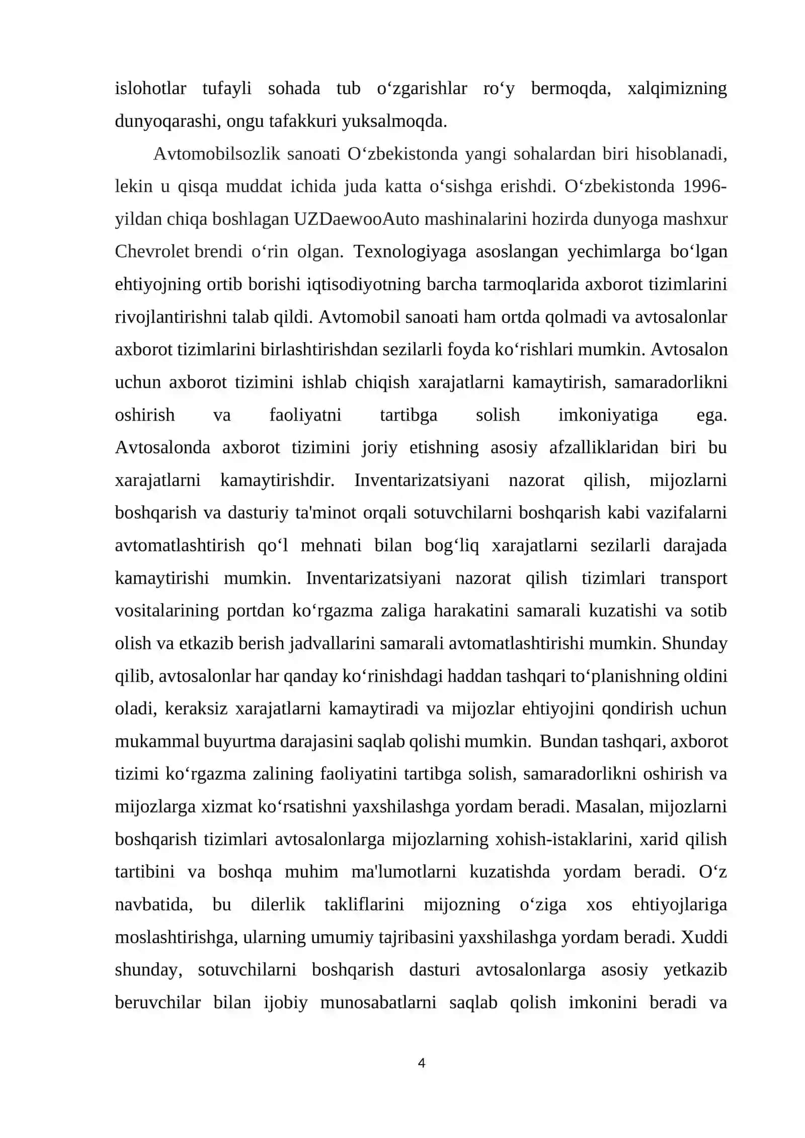 Avtosalon axborot tizimi dasturiy ta'minotini yaratish 4