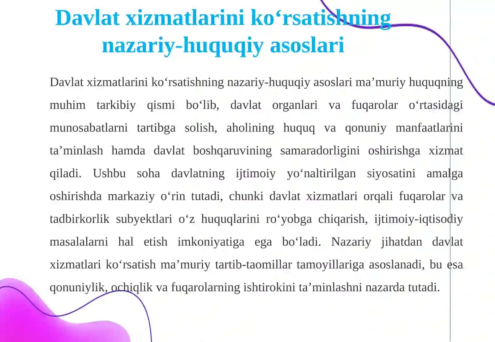 Davlat xizmatlarini ko'rsatishning huquqiy asoslari 4