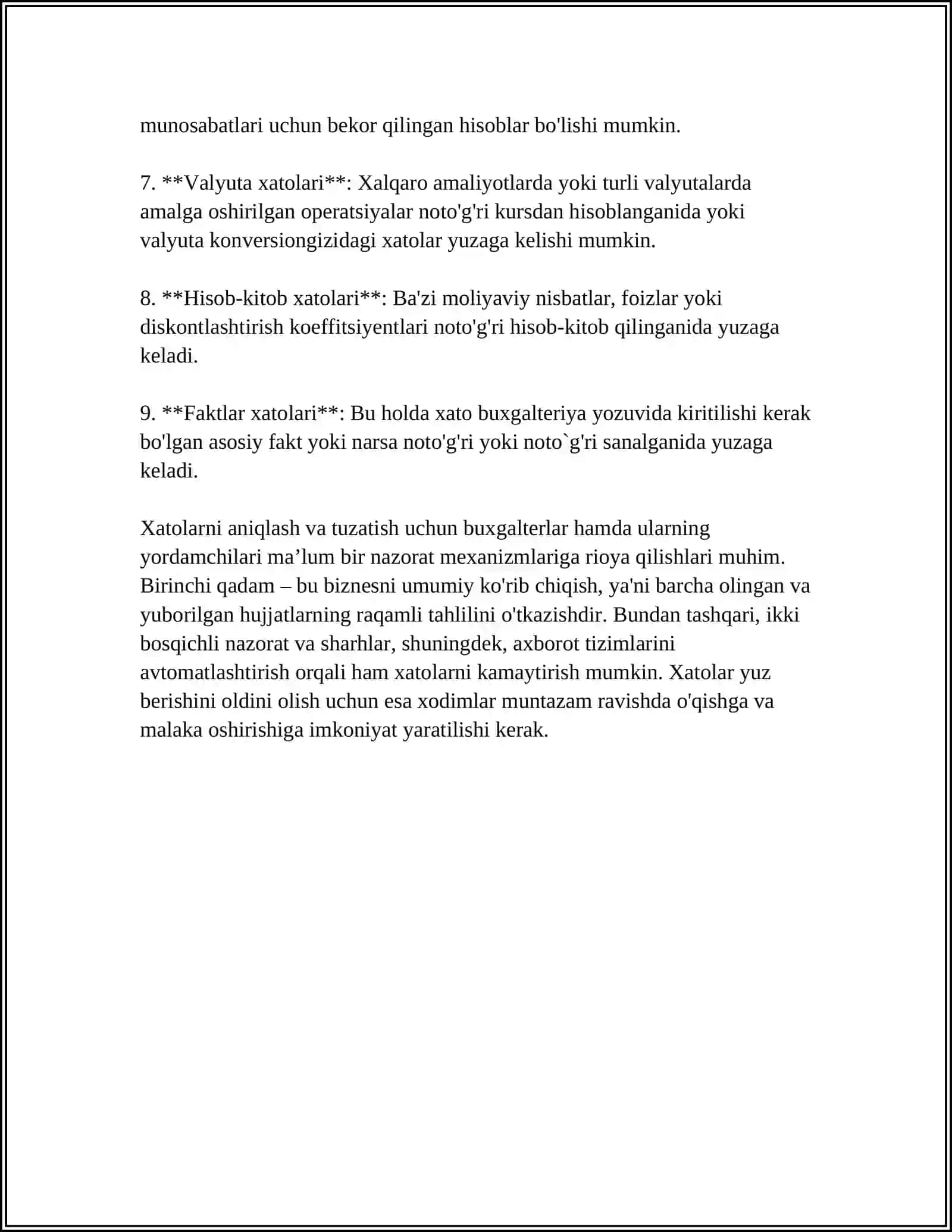 Bosh va yordamchi kitoblarni tekshirish, buxgalteriya yozuvlaridagi xatolarni tuzatish tartibi 4