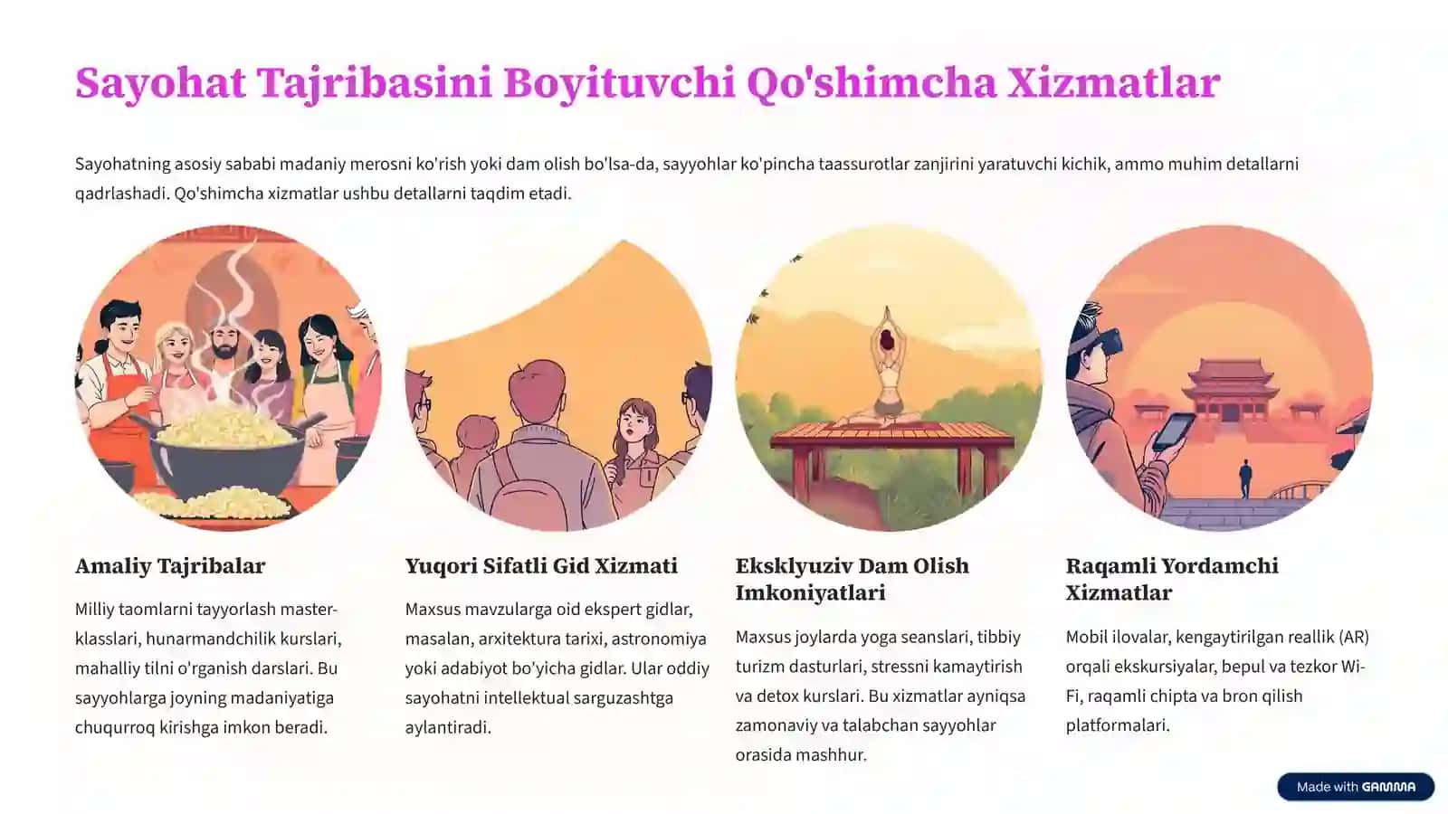 Turizm Mahsulotini Shakllantirishda Qo'shimcha Xizmatlarning O'rni 4